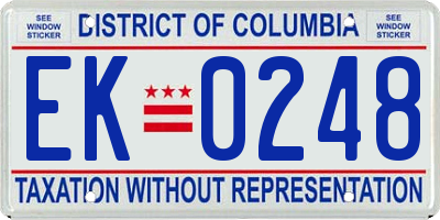 DC license plate EK0248