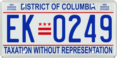 DC license plate EK0249