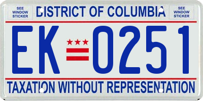 DC license plate EK0251