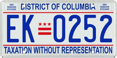 DC license plate EK0252