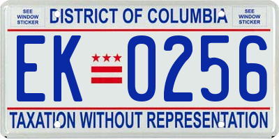 DC license plate EK0256