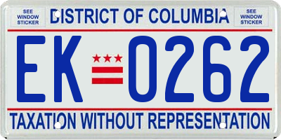 DC license plate EK0262