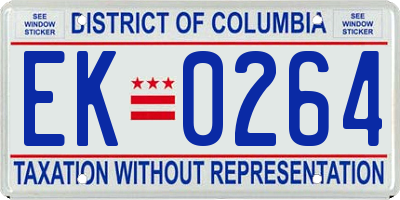 DC license plate EK0264