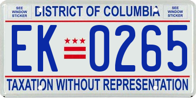 DC license plate EK0265