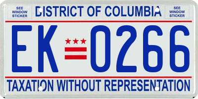 DC license plate EK0266