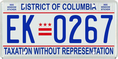 DC license plate EK0267