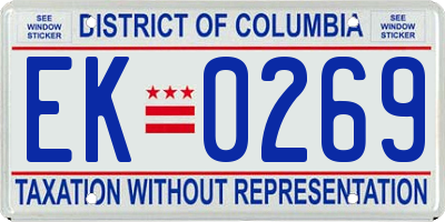 DC license plate EK0269