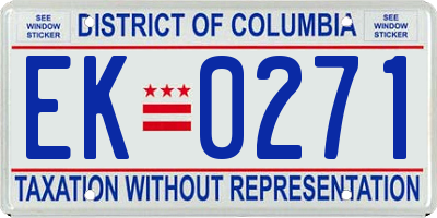 DC license plate EK0271