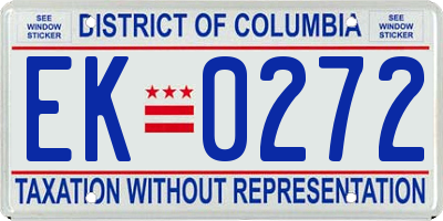 DC license plate EK0272