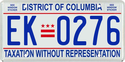 DC license plate EK0276