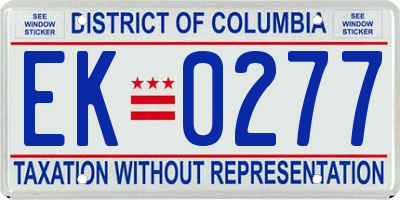 DC license plate EK0277