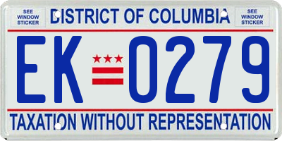 DC license plate EK0279