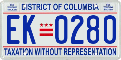 DC license plate EK0280