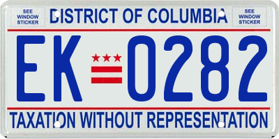 DC license plate EK0282