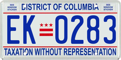 DC license plate EK0283
