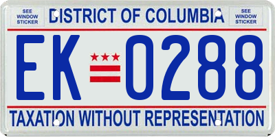 DC license plate EK0288