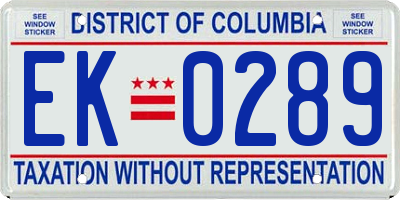 DC license plate EK0289