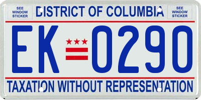 DC license plate EK0290