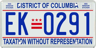 DC license plate EK0291