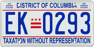 DC license plate EK0293