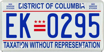 DC license plate EK0295