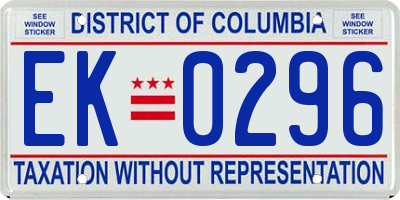 DC license plate EK0296