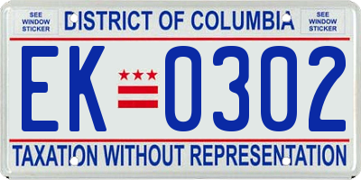 DC license plate EK0302