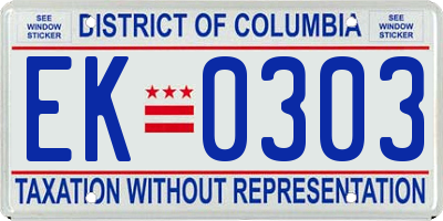 DC license plate EK0303