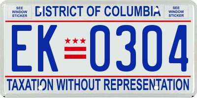 DC license plate EK0304