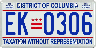 DC license plate EK0306