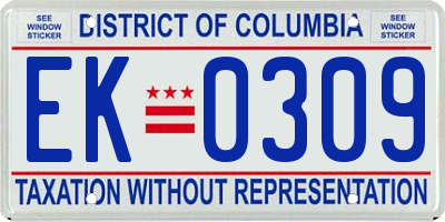 DC license plate EK0309