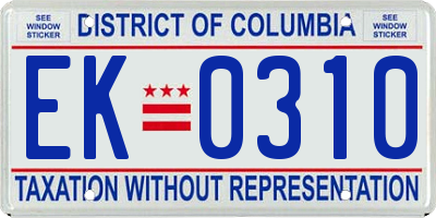 DC license plate EK0310