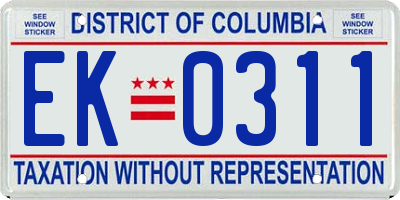DC license plate EK0311