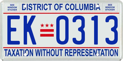 DC license plate EK0313