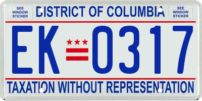 DC license plate EK0317