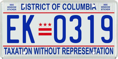 DC license plate EK0319