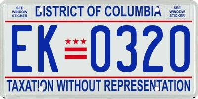 DC license plate EK0320