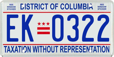 DC license plate EK0322