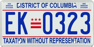 DC license plate EK0323