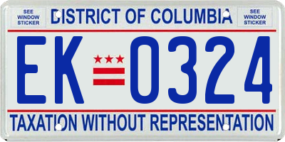 DC license plate EK0324