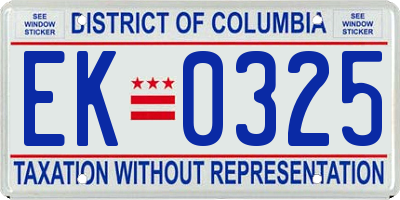 DC license plate EK0325