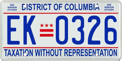 DC license plate EK0326