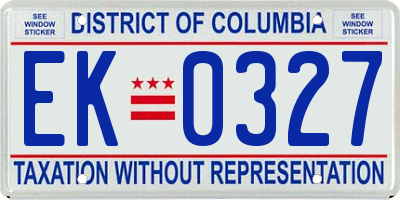 DC license plate EK0327
