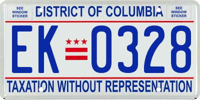 DC license plate EK0328