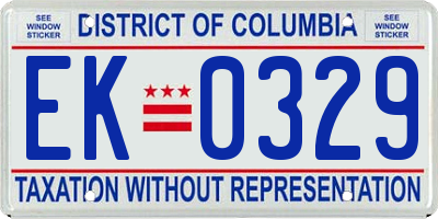DC license plate EK0329