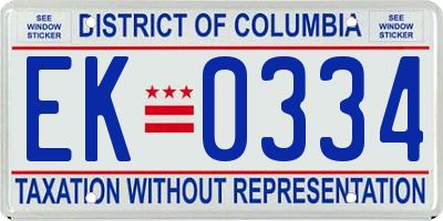 DC license plate EK0334