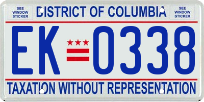 DC license plate EK0338