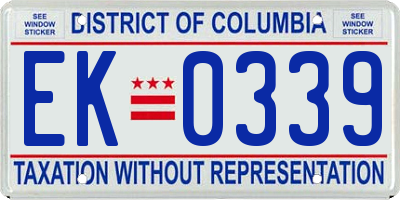 DC license plate EK0339