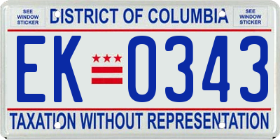 DC license plate EK0343