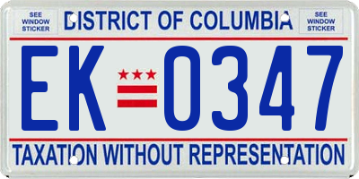 DC license plate EK0347